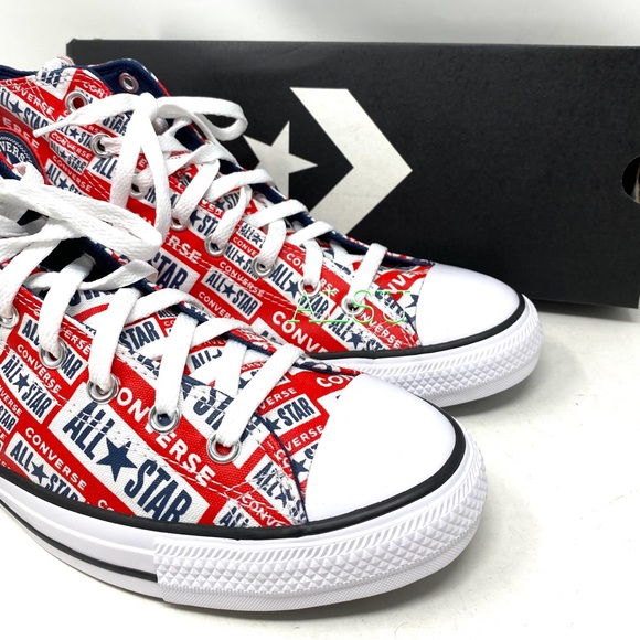 Converse Chuck Taylor All Stars Logo Red High Canvas Sneaker Womens Size 166984F - Picture 7 of 8